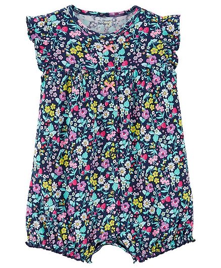 Carter's Floral Snap-Up Romper - Navy Blue