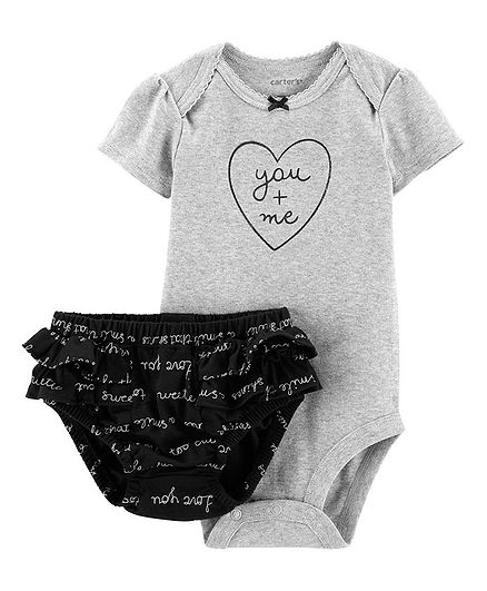 Carter's 2-Piece Heart Bodysuit & Diaper Cover Set - Grey Black