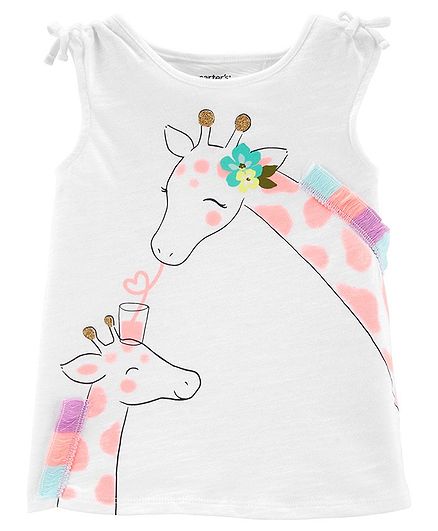 Carter's Giraffe Tulip Back Slub Tank - White