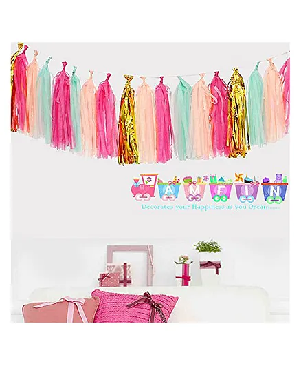 Amfin Tissue Tassel Garland - Pink Blue