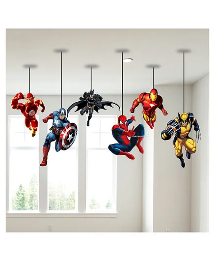 Party Propz Superheroes Ceiling Decoration Multicolour - Pack of 6