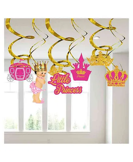 Party Propz Princess Themed Birthday Swirl Pack of 6 - Pink