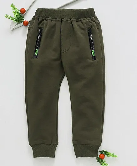 Menga Wa Solid Full Length Track Pants - Green
