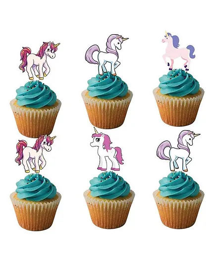 Party Propz Unicorn Cupcake Toppers Multicolour - 6 Pieces