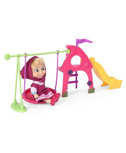 Masha and the Bear Doll With Playground Accessories Pink - Height 9.5 cm