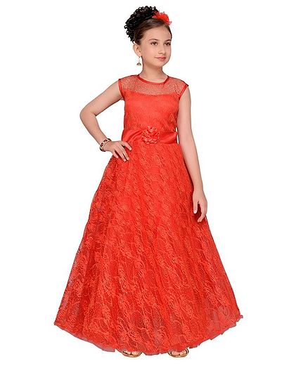 Aarika Self Design Party Wear Gown - Red