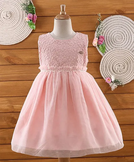 Amigo 7 Seven Floral Embroidery Sleeveless Dress - Pink