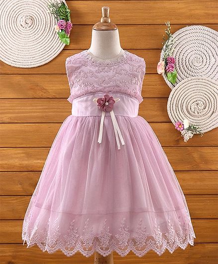 Amigo 7 Seven Floral Detail Work Sleeveless Dress - Pink