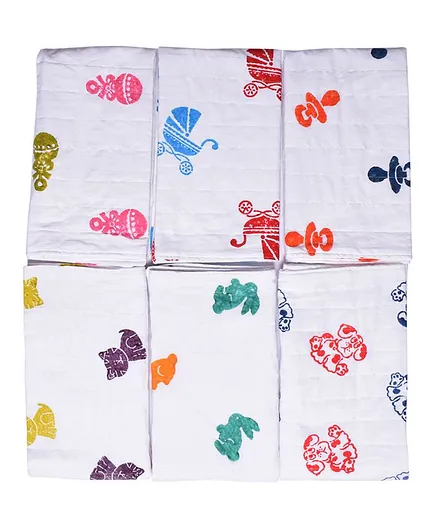 MK Handicraft Large Cotton Quilts Pack of 6 - White