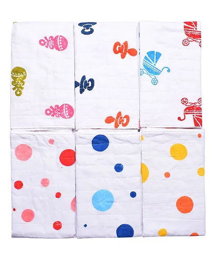 MK Handicrafts Cotton Quilts Multidesign Pack of 6 - Multicolour