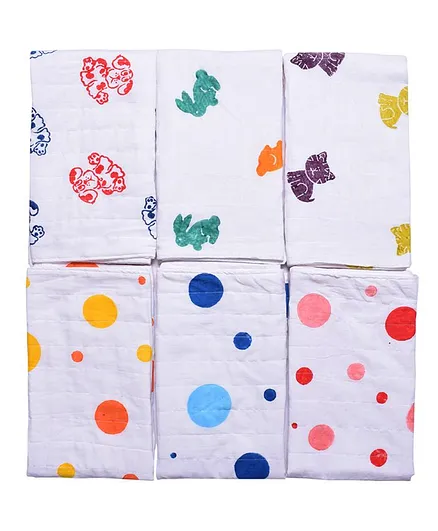 MK Handicrafts Cotton Quilts Pack of 6 - White