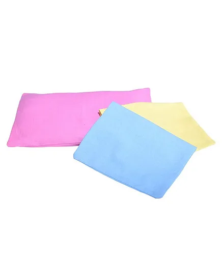 Pillow Cover Set With Fresh Mustard Seeds Filling Pack of 3 - Pink Yellow & Blue