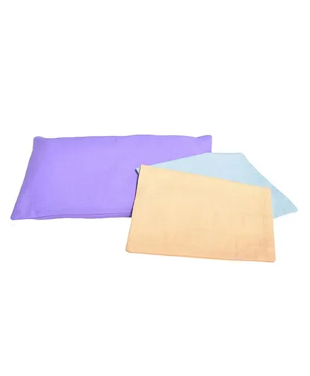 MK Handicraft Pillow & Pillow Cover Set With Fresh Mustard Seeds Filling Pack of 3 - Pink Yellow & Blue