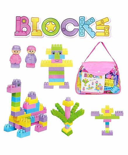 Planet of Toys Early Learning Building Blocks With Bag Multicolour - 110 pieces