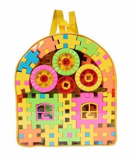 Planet of Toys Building Blocks With Bag Yellow & Multicolour - 118 pieces