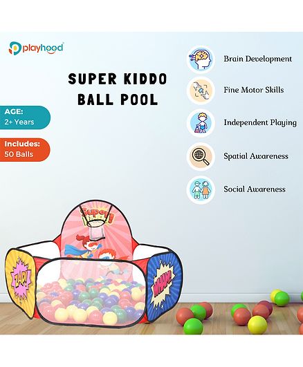 Playhood Activity Ball Pool With Balls Giraffe & Elephant Print - Yellow