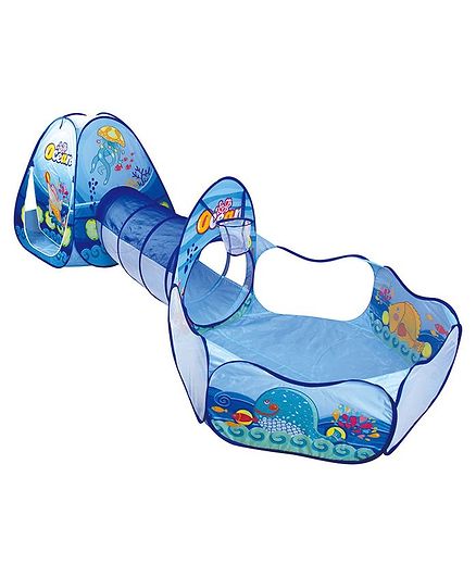 Playhood 3 In 1 Pop Up Play Tent House With Tunnel & Ball Pool - Blue