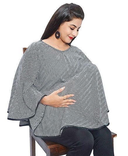 Mum's Caress Premium Feeding Cover Chevron Pattern - Black White