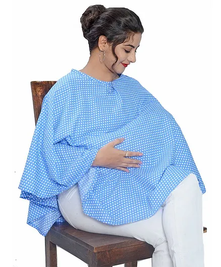 Mum's Caress Premium Feeding Cover Polka Print - Blue