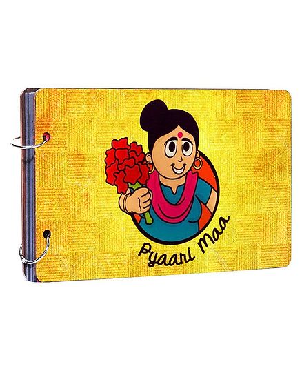 Studio Shubham Wooden Scrapbook Album Pyari Ma Print - Yellow
