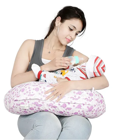 Lulamom Allergen Protected Nursing Pillow & Cover Printed - Pink