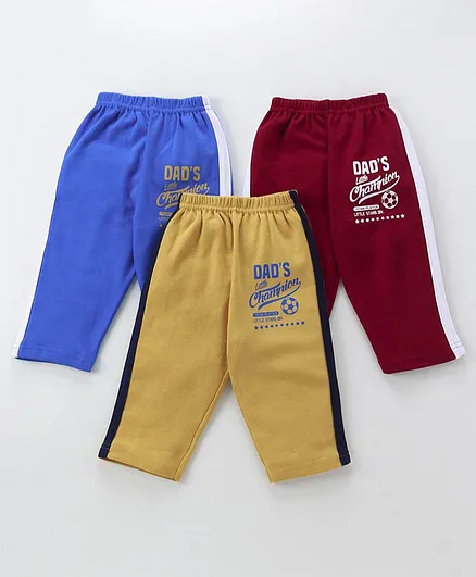 Zero Full Length Track Pants Champion Print Pack of 3 - Red Yellow Blue