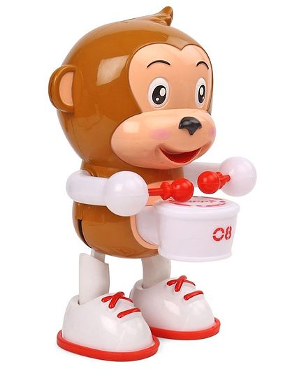 Musical Monkey Toy With Drum - Brown