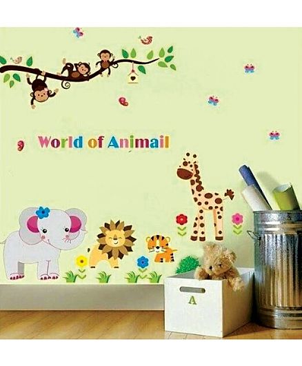 Syga Zoo Themed PVC Wall Stickers - Multicolour