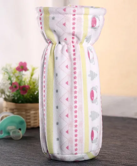Babyhug Feeding Bottle Cover Bear Print Large - Pink