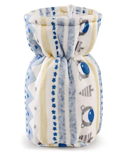 Babyhug Feeding Bottle Cover Bear Print Medium - Blue White