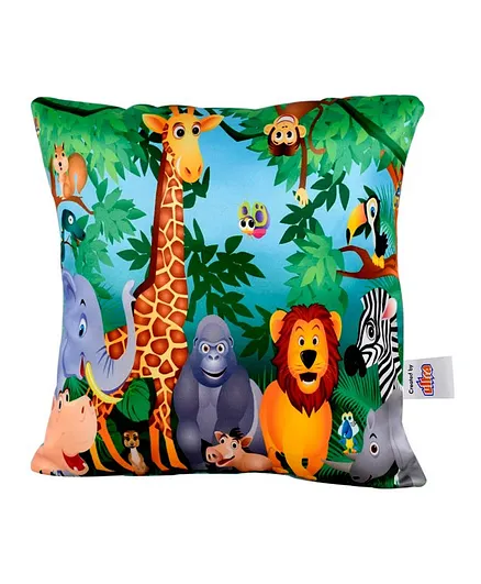 Ultra Jungle Animals Digital Printed Cushion - Multicolor