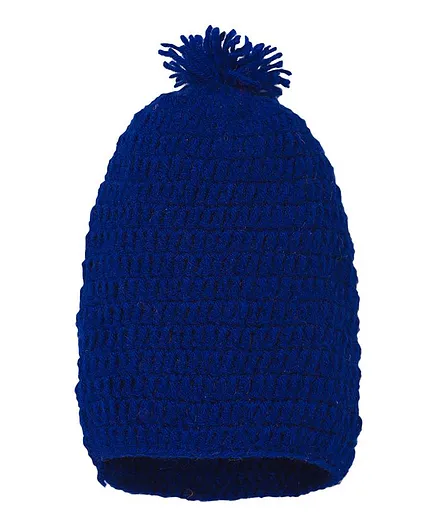 MayRa Knits Pom Pom Attached Cap - Navy Blue