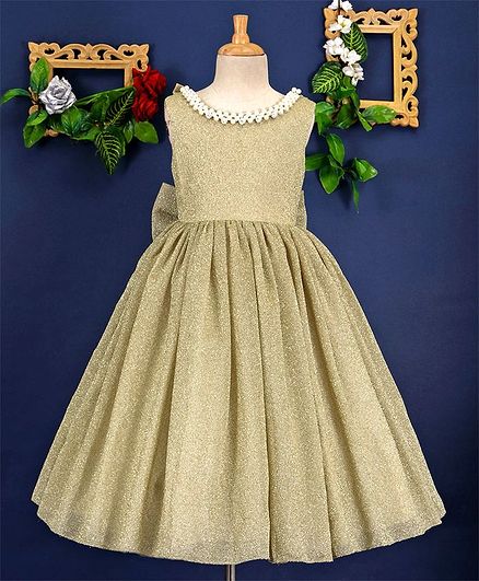 Mark & Mia Pearls Embellished Sleeveless Gown - Golden