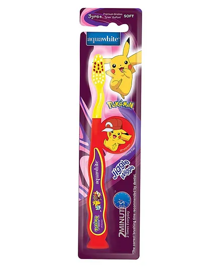 aquawhite Jiggle Wiggle Toothbrush With Pokemon Image - Yellow & Red