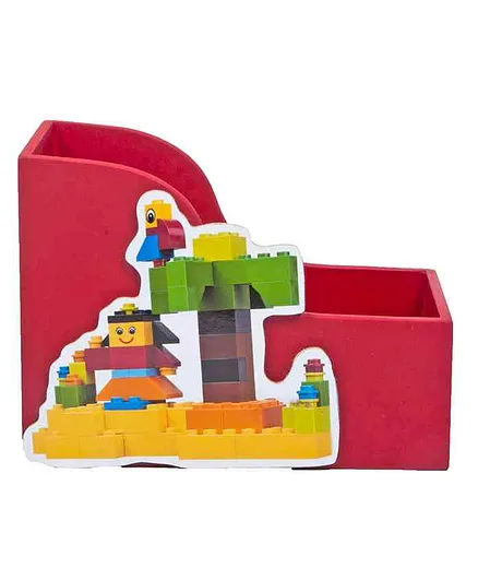 Li'll Pumpkins Small Wooden Book Shelf Lego Theme - Red