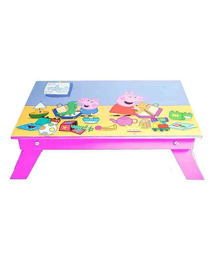 Li'll Pumpkins Folding Study Table Peppa Pig Print - Fuchsia