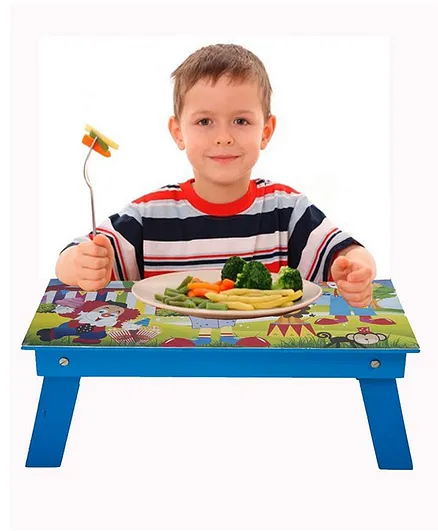 Li'll Pumpkins Folding Study Table Circus Print - Blue