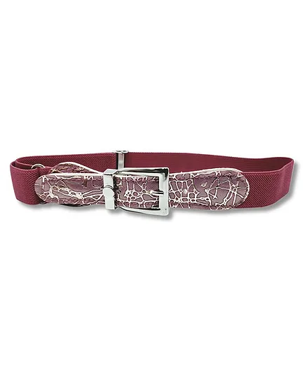 Kid-O-World Stretchable Belt With Glossy Buckle - Dark Pink