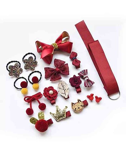BabyMoon Photo Prop Head Accessory Set Maroon - 18 Pieces