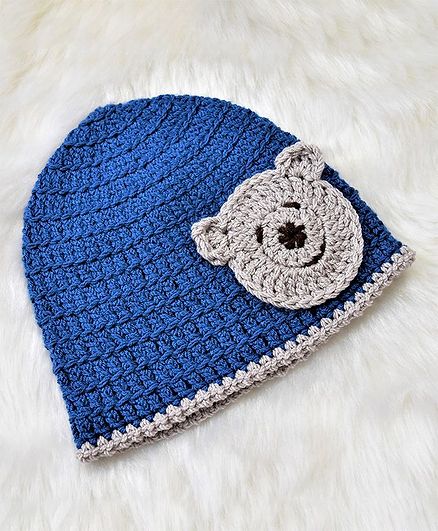 Magic Needles Bear Face Applique Cap - Blue