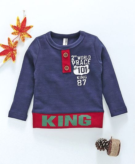 Baobaoshu King Printed Full Sleeves Tee - Blue