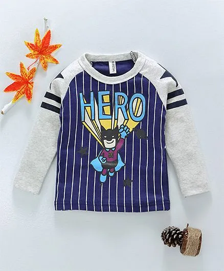 Baobaoshu Hero Print Full Sleeves Tee - Blue