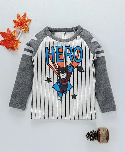 Baobaoshu Hero Print Full Sleeves Tee - White