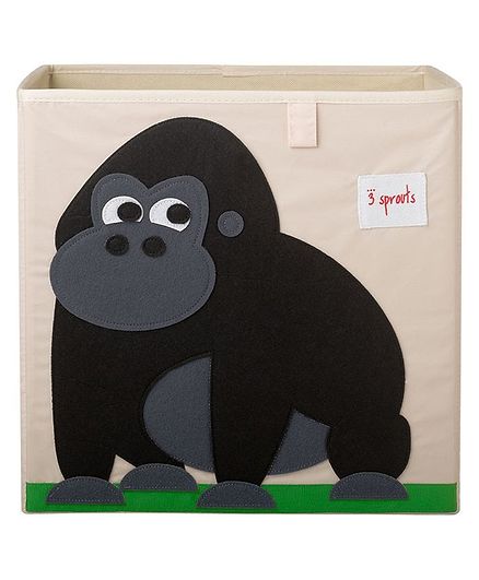 3 Sprouts Storage Box-Gorilla - Beige & Black