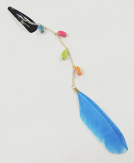 Lime By Manika Feather Chain Clip - Blue