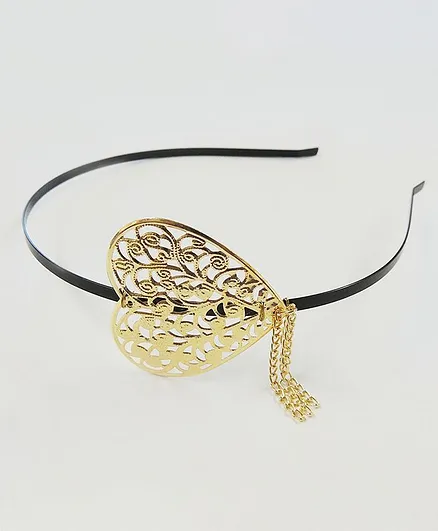 Lime By Manika Heart Embellished Hair Band - Golden