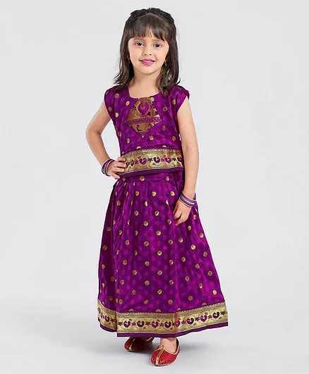 Bhartiya Paridhan Embroidered Lehenga Choli Set With Silk Border - Purple