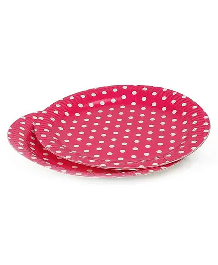 B Vishal Polka Dots Paper Plates Dark Pink - Pack of 10