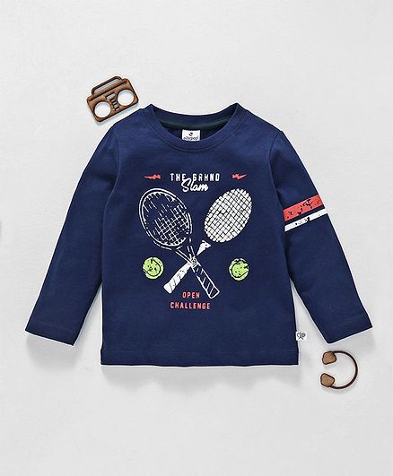 Ollypop Full Sleeves Tee Grand Slam Print - Dark Blue