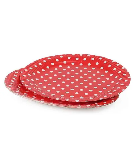 B Vishal Polka Dots Paper Plates Red - Pack of 10